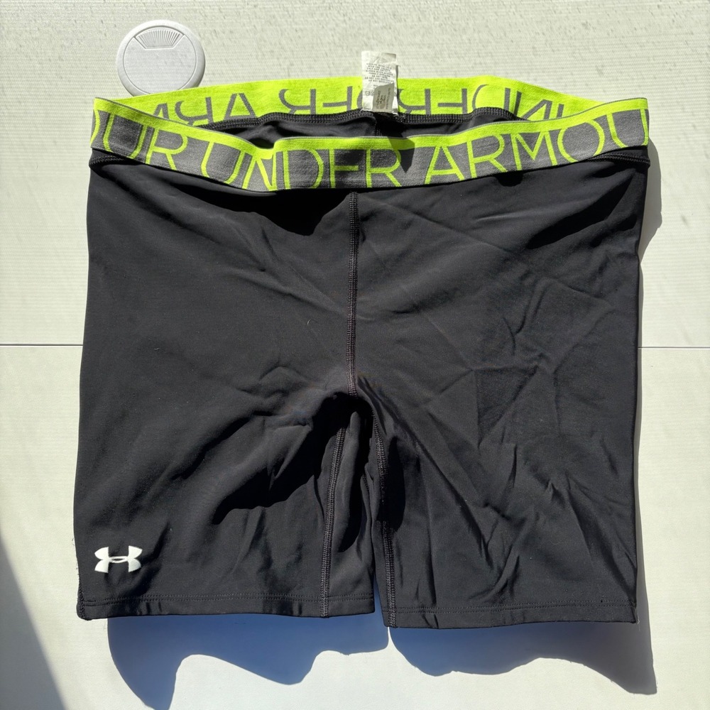 Under Armour Men's Padded Compression Shorts XL Black Neon Green Athletic